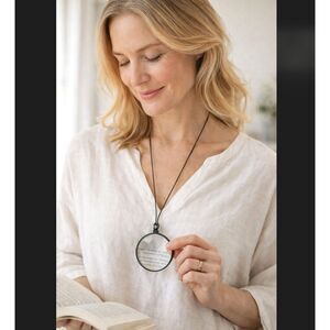 J Jill Magnifying Glass Pendant Necklace Adjustable Artisan Minimalist Statement